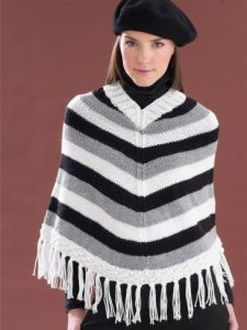 Striped V-Neck Poncho