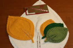 A Knit Leaf in Three Sizes