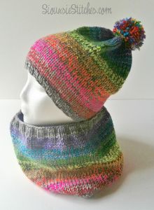 Rainbow Scramble Hat and Cowl Set