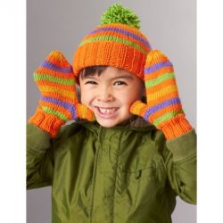 Striped Basic Hat and Mittens