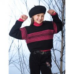 Cropped Sweater with Norwegian Motif