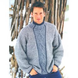 Faded Cable Panel Sweater for Men